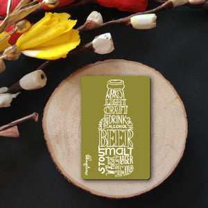 Beer Bottle (Green) Wooden Fridge Magnet