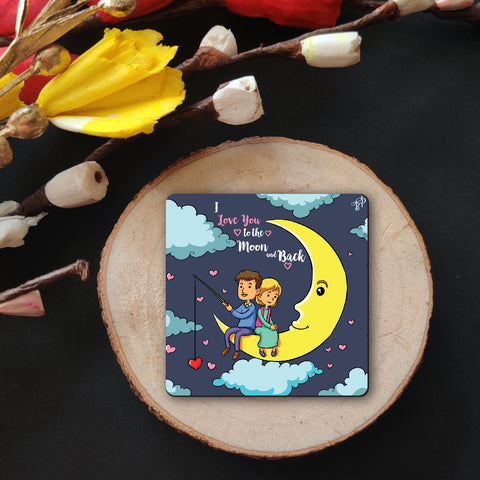 I Love You To The Moon and Back Wooden Fridge Magnet