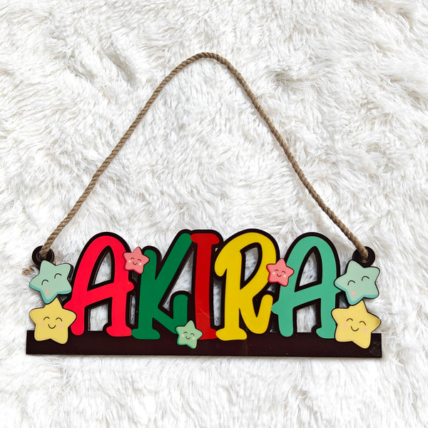 Star Theme Kids Name Personalized Wooden Wall Hanging