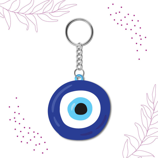 Evil Eye Wooden Keychain