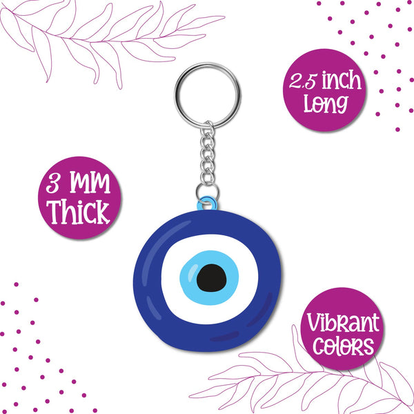 Evil Eye Wooden Keychain