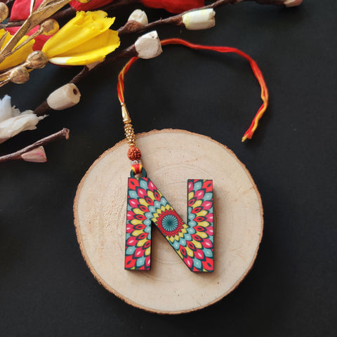 Alphabet N Wooden Lumba Rakhi