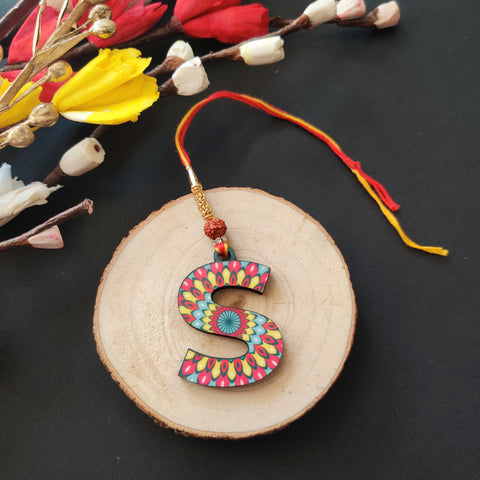 Alphabet S Wooden Lumba Rakhi