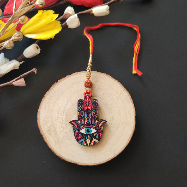 Hamsa Wooden Lumba Rakhi