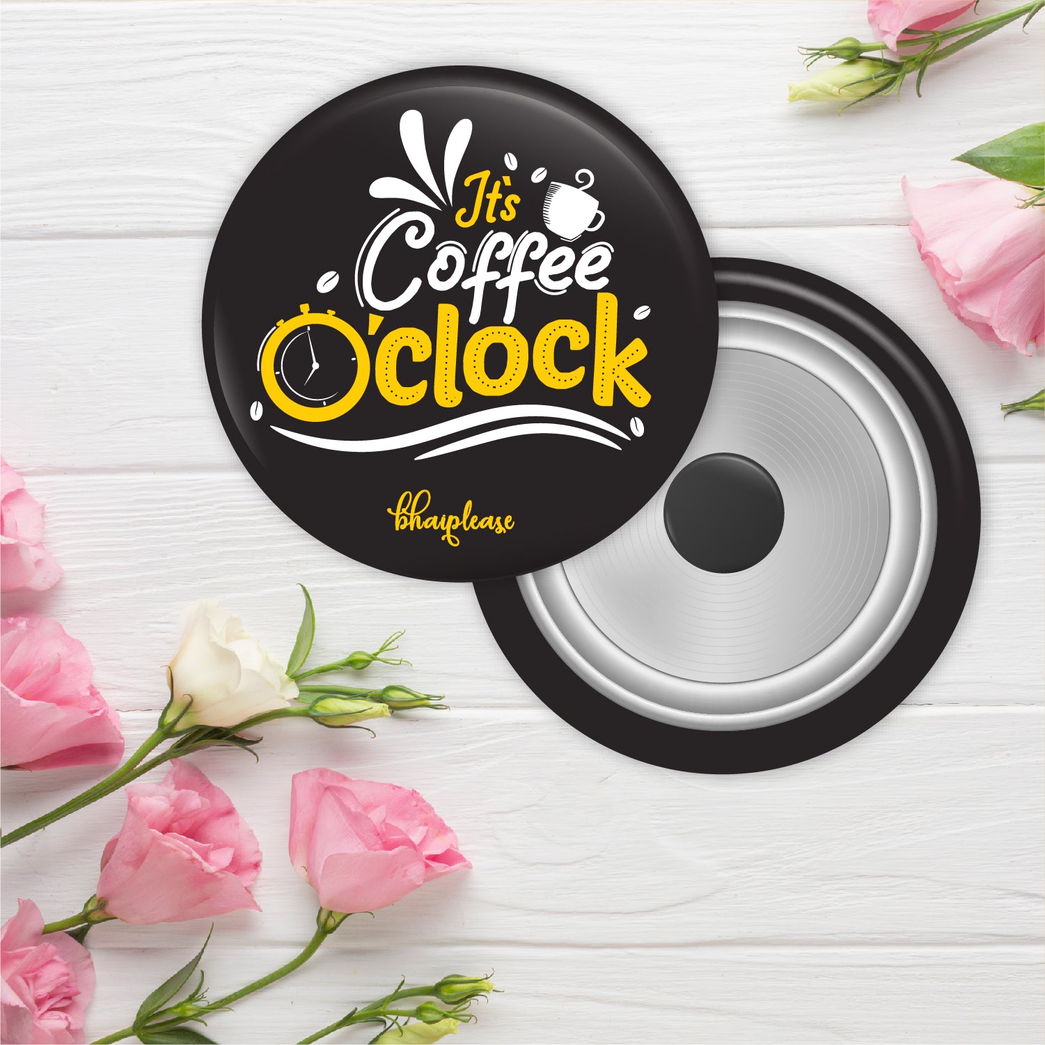 It's Coffee 0'clock Round Fridge Magnet