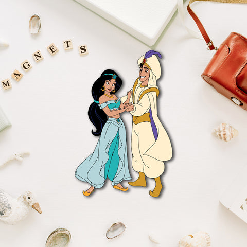 Aladdin & Jasmine Wooden Fridge Magnet