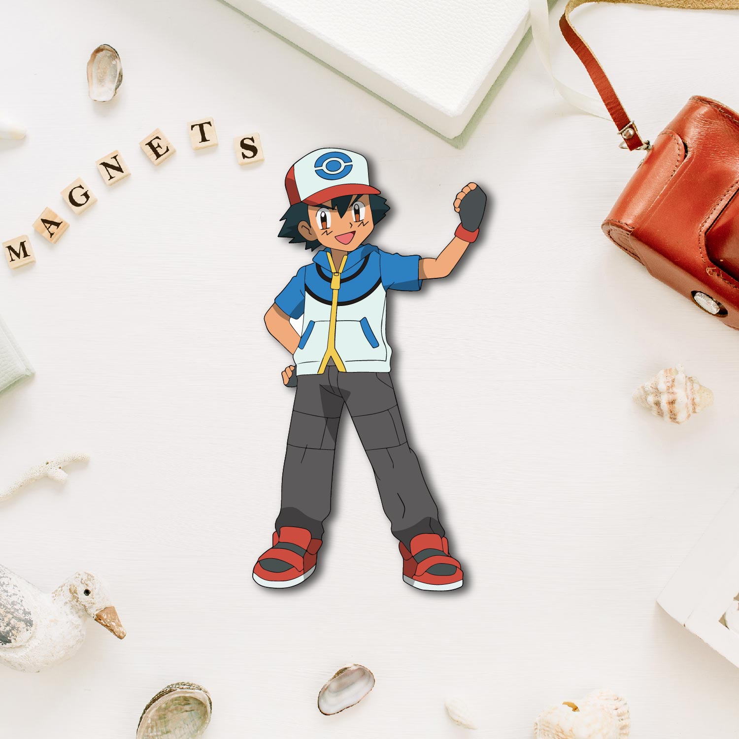 Ash ketchum Wooden Fridge Magnet