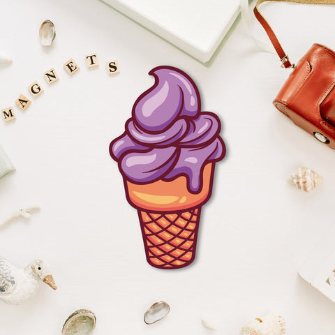 Icecream Cone (Purple) Wooden Fridge Magnet