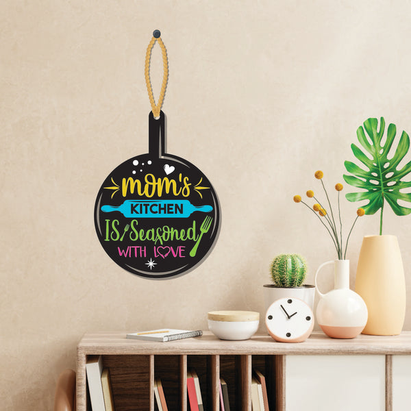 Mom's Kitchen is seasoned with Love Wooden Wall Hanging